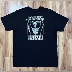 Black Graphic Crewneck T-Shirt with Skeleton Print 2XL New